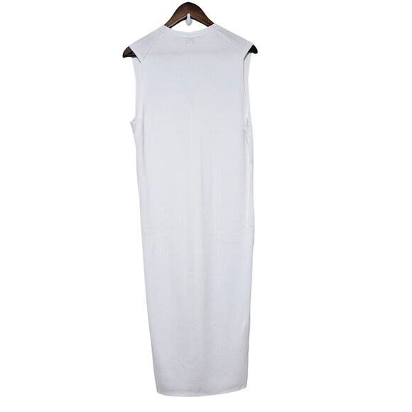 525 America Maxi Ribbed Button-down Dress Women's Size L Bleach White Bodycon - Picture 2 of 8